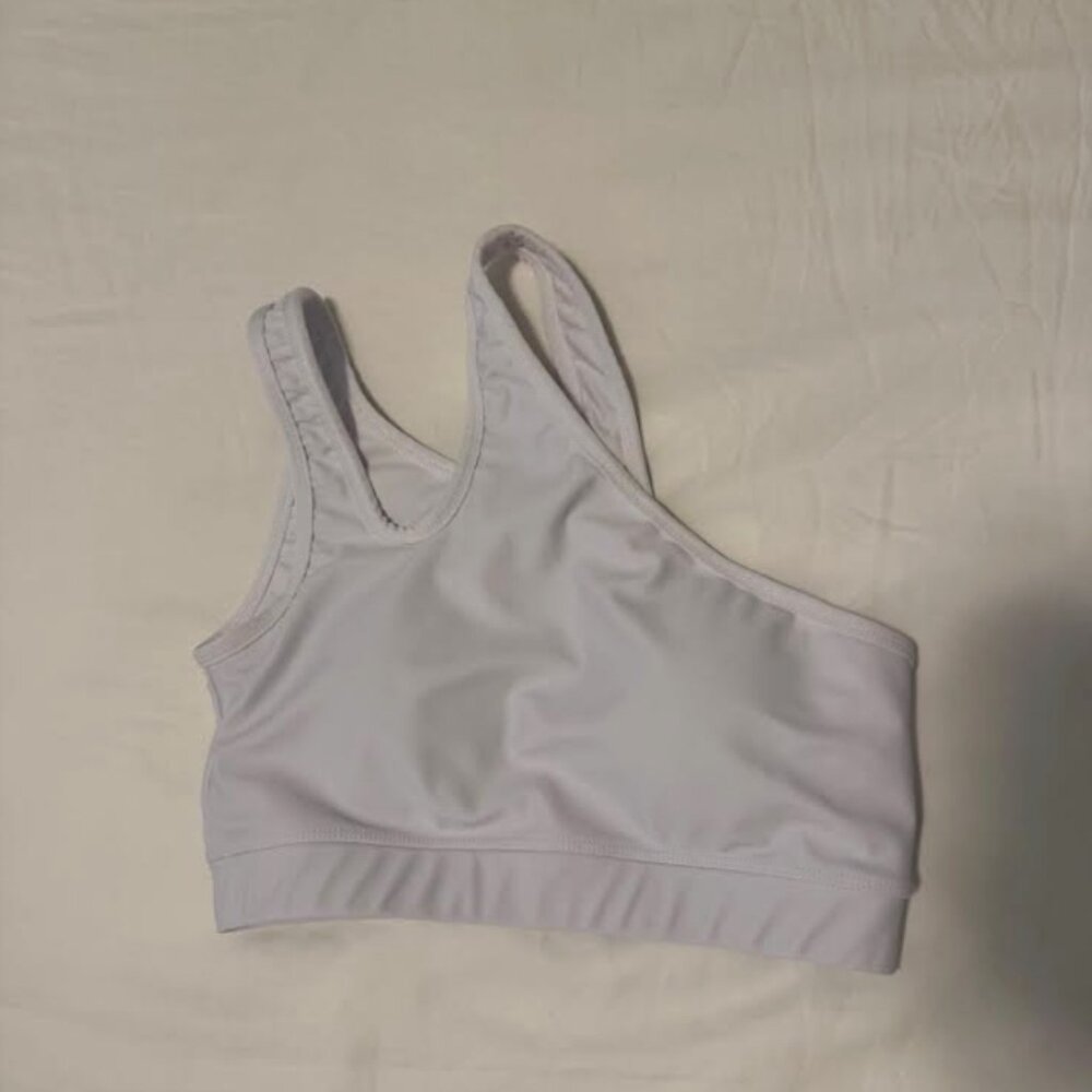 Nubyen White One Shoulder Sports Bra